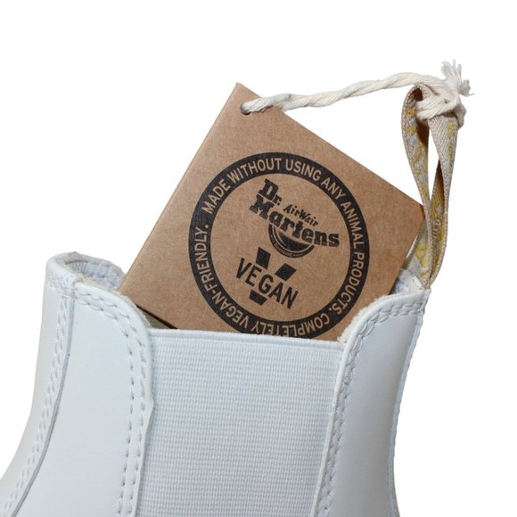Dr. Martens VEGAN quad mono White Chelsea Boots Women's 8 MEW! - Picture 9 of 10